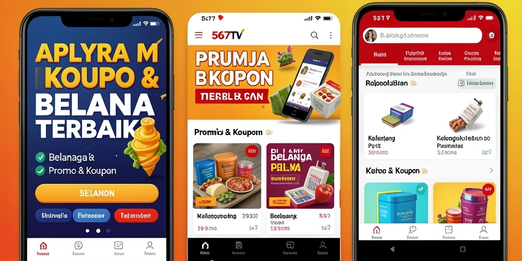 Antarmuka 567TV menampilkan kupon dan promo belanja terbaru.
