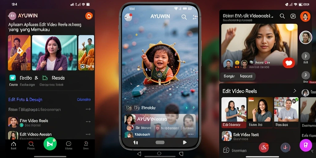 Antarmuka pengguna AYUWIN untuk Edit Video Reels yang intuitif dan menarik.