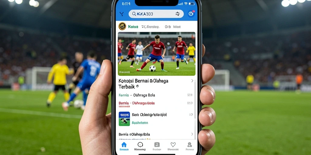 Antarmuka aplikasi KAKA303 menampilkan berita olahraga bola terkini.