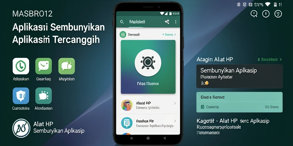 Tampilan antarmuka pengguna dari aplikasi Sembunyikan Aplikasi MASBRO12 yang modern.